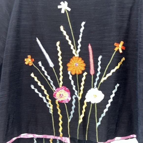 Vintage black floral wearable art blazer jacket sz XL boho hippie mixed media - Picture 9 of 9